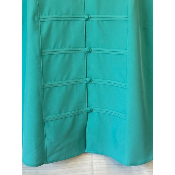 Maggie Barnes 3X Turquoise Button Front Blouse 3/4 Sleeves Cuffed Detail - Picture 7 of 16